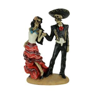 Dancing Skeletons Mariachi Man and Woman Statue